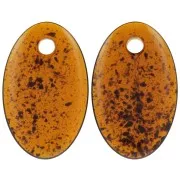 32.5x20mm Oval pendant in transparent acrylic - Mottled amber x1