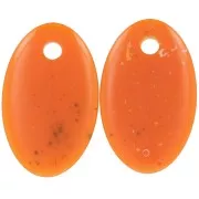32.5x20mm Oval translucent acrylic pendant - Orange granite x1