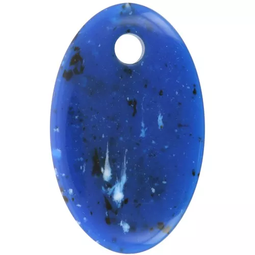 32.5x20mm Oval pendant in opaque acrylic - Dark blue granite x1