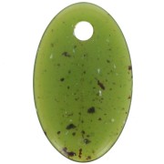 32.5x20mm Oval translucent acrylic pendant - Olive granite x1|raw }}