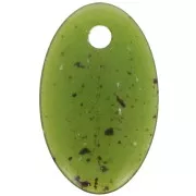 32.5x20mm Oval translucent acrylic pendant - Olive granite x1