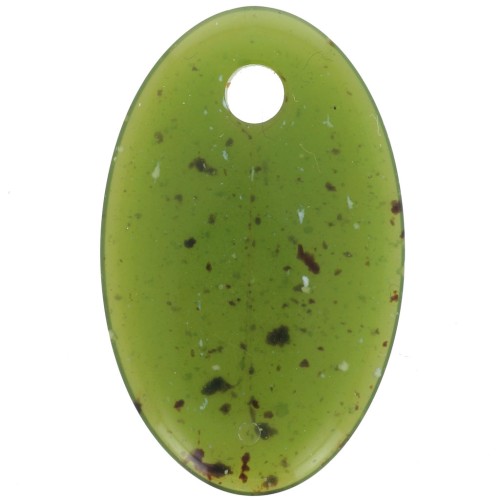 32.5x20mm Oval translucent acrylic pendant - Olive granite x1