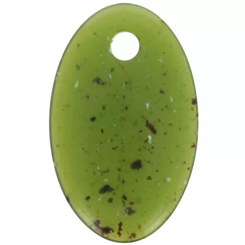 32.5x20mm Oval translucent acrylic pendant - Olive granite x1
