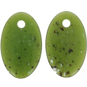 32.5x20mm Oval translucent acrylic pendant - Olive granite x1