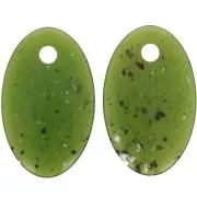 32.5x20mm Oval translucent acrylic pendant - Olive granite x1