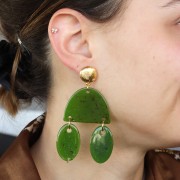 30x39.5mm Acrylic half-moon chandelier pendant - Mottled amber x1