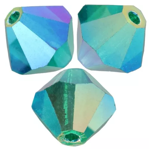 5mm Preciosa Bicone Beads - Rondelle Bead - Emerald AB 2X x12