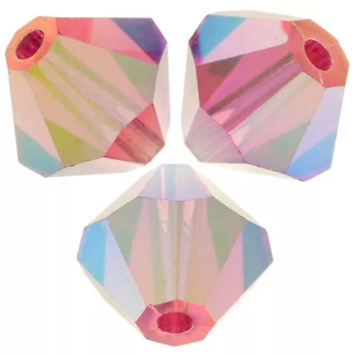 5mm Preciosa Bicone Beads - Rondelle Bead - Indian Pink AB 2X x12