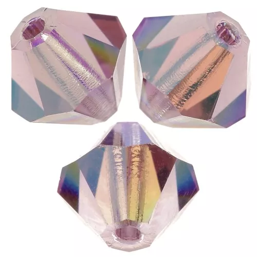 5mm Preciosa bicones - Rondelle Bead - Light Amethyst Glitter x12