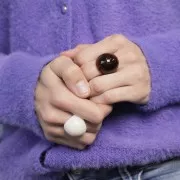 Domed bubble-effect ring in opaque acrylic - Size 54 - Cream x1