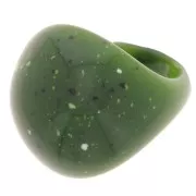 Domed bubble-effect ring in opaque acrylic - Size 54 - Olive granite x1