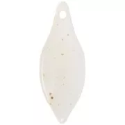 39.5x15mm Curved acrylic leaf pendant - Off-white mottled x1