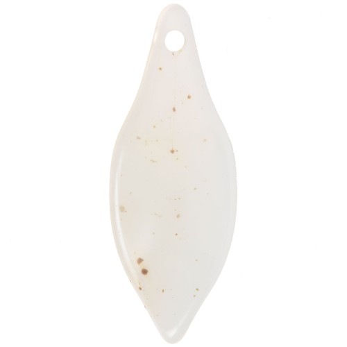 39.5x15mm Curved acrylic leaf pendant - Off-white mottled x1