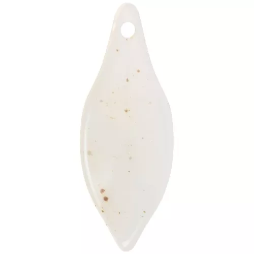 39.5x15mm Curved acrylic leaf pendant - Off-white mottled x1