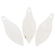 39.5x15mm Curved acrylic leaf pendant - Off-white mottled x1
