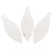 39.5x15mm Curved acrylic leaf pendant - Off-white mottled x1
