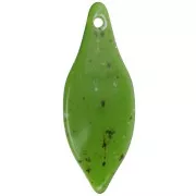 39.5x15mm Curved acrylic leaf pendant - Olive granite x1