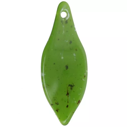 39.5x15mm Curved acrylic leaf pendant - Olive granite x1