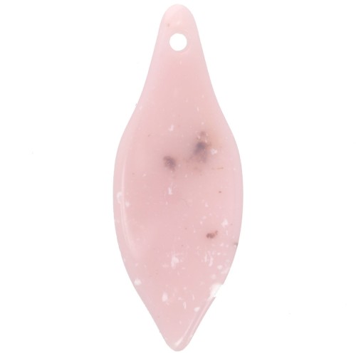 39.5x15mm Curved acrylic leaf pendant - Nude granite x1