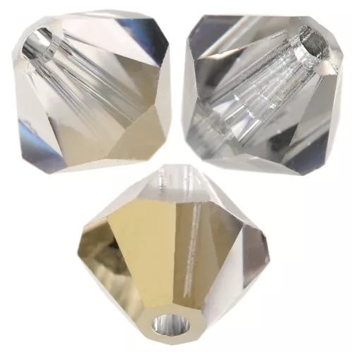 5mm Preciosa bicones - Rondelle Bead - Crystal Starlight Gold Half x12