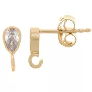 9x4mm earStuds with zirconium oxide - 3 microns Gold plated x2