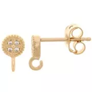 5mm Round earstuds with zirconium oxides - 3 microns Gold plated x2