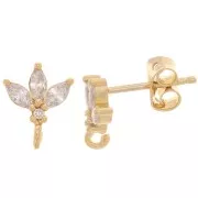 10x8mm Flower earstuds with zirconium oxides - 3 microns Gold plated x2