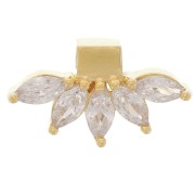 7.5x14mm petal pendant with zirconium oxides - 3-micron gold-plated x1