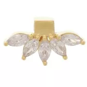 7.5x14mm petal pendant with zirconium oxides - 3-micron gold-plated x1