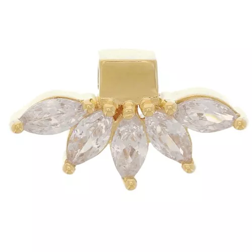 7.5x14mm petal pendant with zirconium oxides - 3-micron gold-plated x1