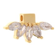 7.5x14mm petal pendant with zirconium oxides - 3-micron gold-plated x1