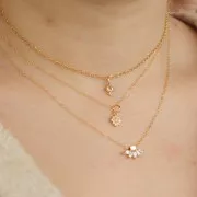 7.5x14mm petal pendant with zirconium oxides - 3-micron gold-plated x1