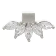 7.5x14mm 925 Sterling Silver petal pendant with zirconium oxides - Crystal x1