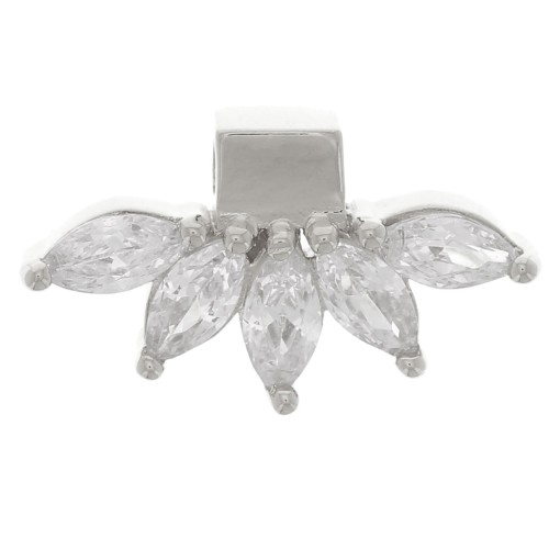 7.5x14mm 925 Sterling Silver petal pendant with zirconium oxides - Crystal x1