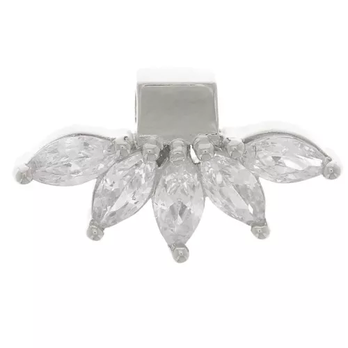 7.5x14mm 925 Sterling Silver petal pendant with zirconium oxides - Crystal x1
