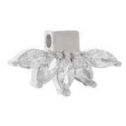 7.5x14mm 925 Sterling Silver petal pendant with zirconium oxides - Crystal x1