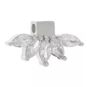 7.5x14mm 925 Sterling Silver petal pendant with zirconium oxides - Crystal x1