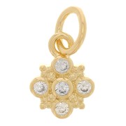 7mm flower charm with zirconium oxides - 3-micron gold-plated - Crystal x1|raw }}