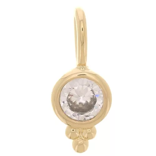 4.5mm round charm with zirconium oxide - 3 micron gold-plated - Crystal x1