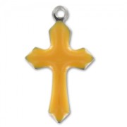 Epoxy enamelled cross charm 21,5mm Mustard x10