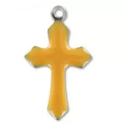 Epoxy enamelled cross charm 21,5mm Mustard x10