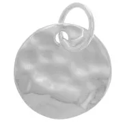 10mm 925 Sterling Silver Round hammered charm with closed ring x1