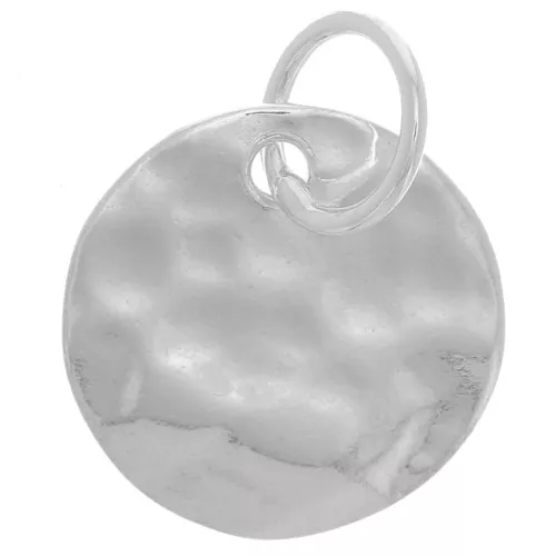 10mm 925 Sterling Silver Round hammered charm with closed ring x1