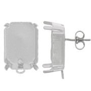 18x13mm PureCrystal 4627 Rectangular Stud Earrings - Rhodium x2