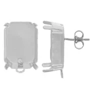 18x13mm PureCrystal 4627 Rectangular Stud Earrings - Rhodium x2