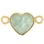 15x8mm gemstone Heart spacer - Fine Gold Plated - Aventurine x1|raw }}