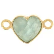 Aventurine - 15x8mm gemstone Heart spacer - Fine Gold Plated - Aventurine x1 15x8mm gemstone Heart spacer - Fine Gold Plated - Aventurine x1