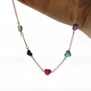 15x8mm gemstone Heart spacer - Fine Gold Plated - Tiger eye x1