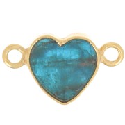 15x8mm gemstone Heart spacer - Fine Gold Plated - Apatite x1|raw }}