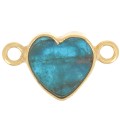 15x8mm gemstone Heart spacer - Fine Gold Plated - Apatite x1
